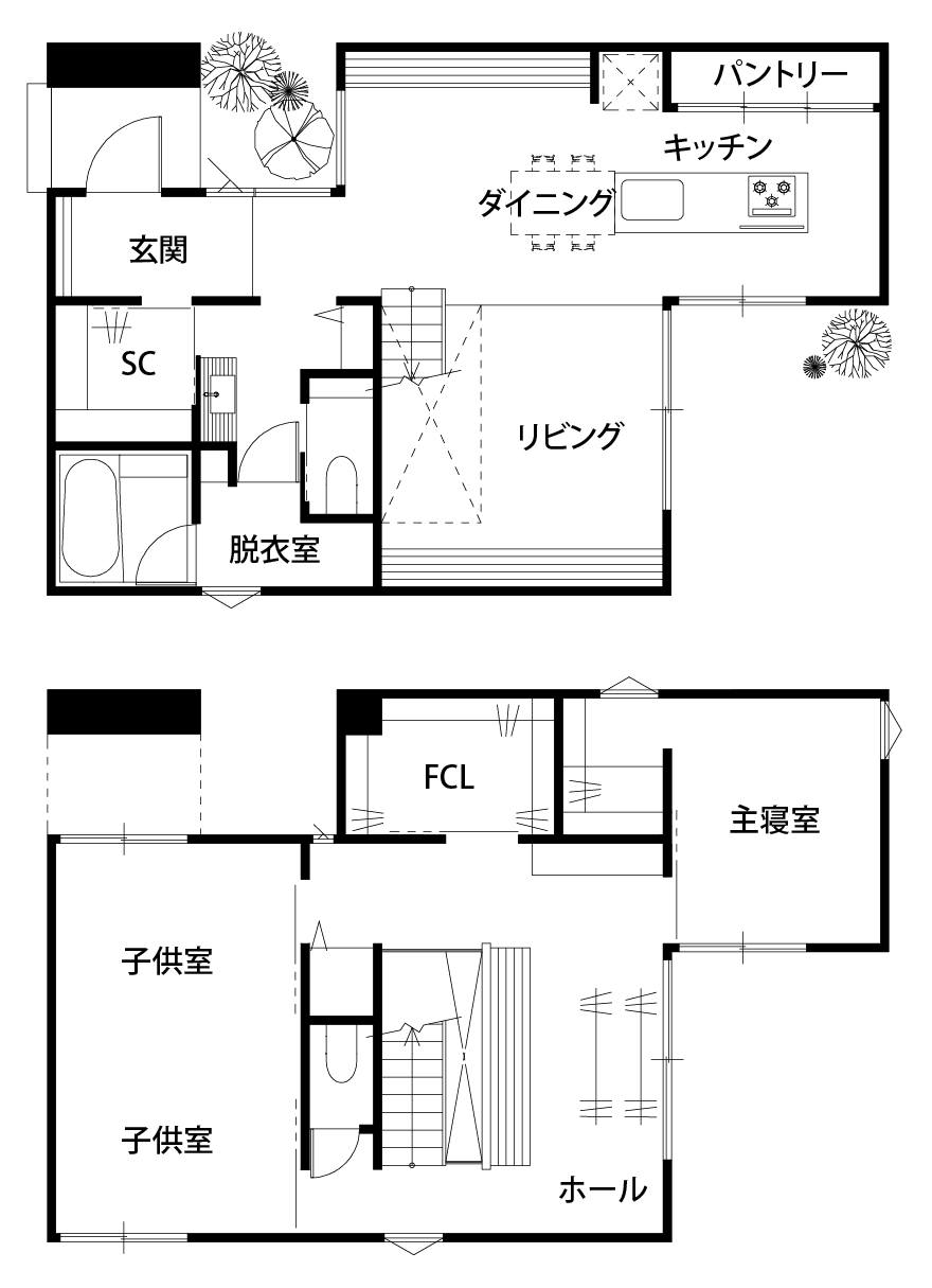 6ｍのファサードのある間取り