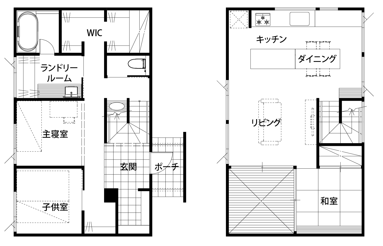 2階リビングの間取り