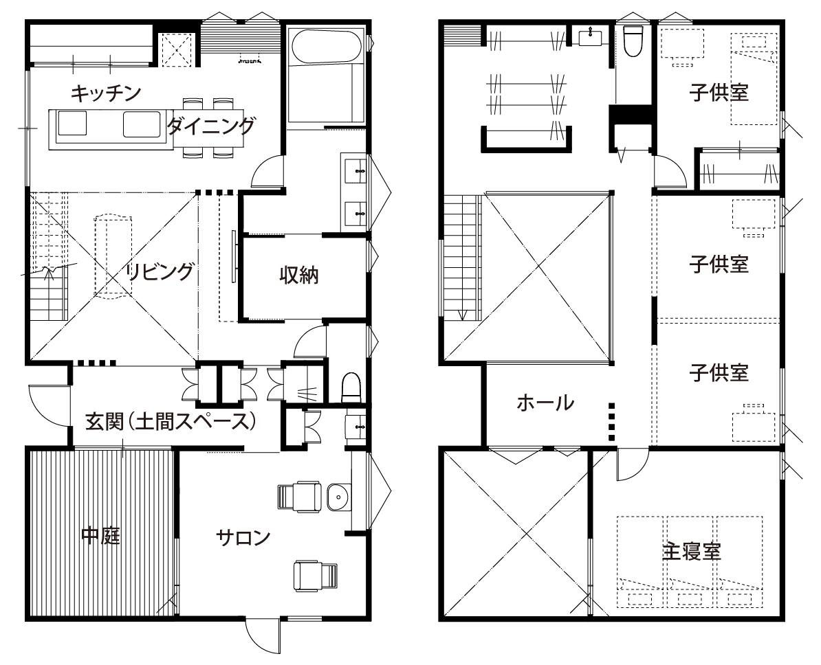 美容院を併設した間取り