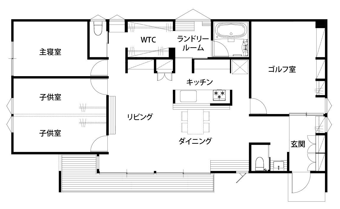 トイレが2つある平屋の間取り