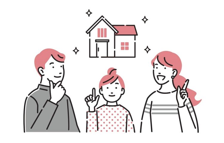 住宅購入について考えるファミリー